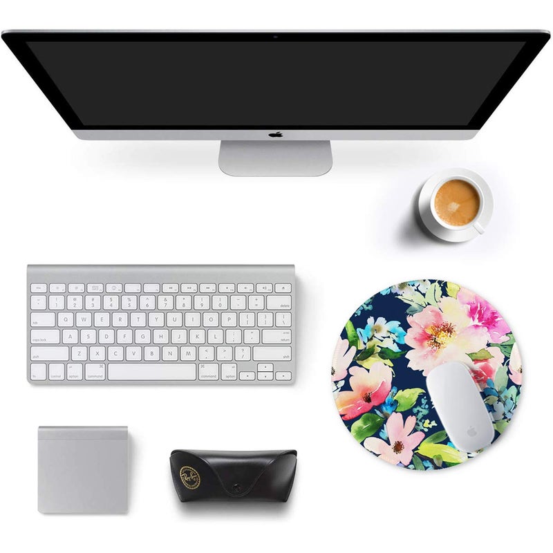 Auhoahsil Mouse Pad, Round Flowers Theme Anti-Slip Rubber Mousepad with Durable Stitched Edges for Gaming Office Laptop Computer Men Women Kids, Cute Custom Design, 8.7 x 8.7 in, Watercolor Daffodil - Image 3